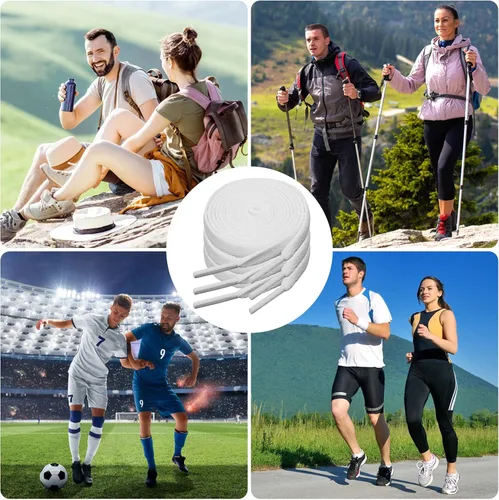 Miniatura 7 de 3 pares de cordones planos para zapatos deportivos, cordones planos de 516 pulgadas de ancho y 47 pulgadas de largo, cordones blancos de repuesto