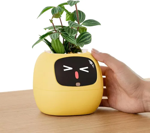 Miniatura 14 de PLANTSIO Plantera inteligente para mascotas con robot de orientación en el cuidado de plantas con emojis, adorable compañero de plantas con rica