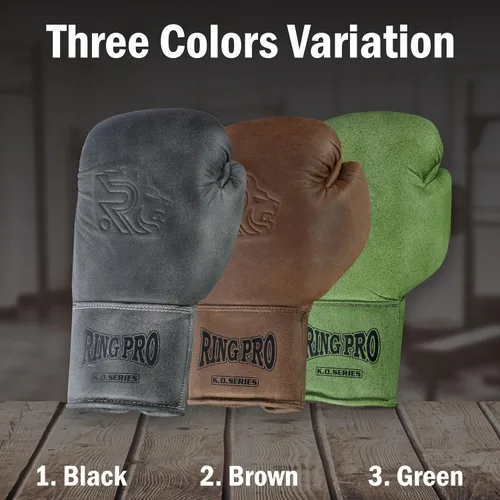 Miniatura 2 de Guantes de boxeo de cuero con cordones, para entrenamiento, combate y trabajo en bolsa pesada, boxeo, artes marciales mixtas, kickboxing, Muay Thai