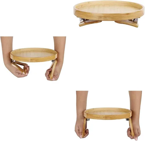 Miniatura 6 de Mesa de clip para el brazo del sofá, mesa multifunción para sofá, bandeja de sofá de bambú con clip en la mesa auxiliar para sofás anchos, bandeja
