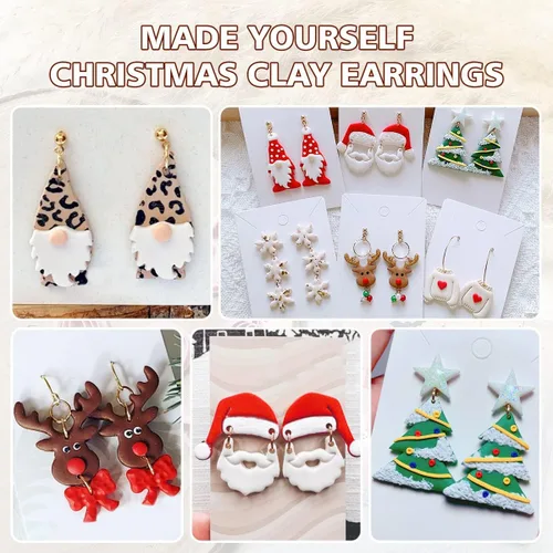 Miniatura 6 de KEOKER Cortadores de arcilla polimérica de Navidad, cortadores de arcilla de Navidad para hacer aretes, 21 formas de aretes de arcilla de Navidad