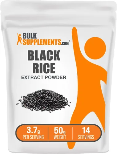 BulkSupplements. com Polvo de extracto de arroz negro - Polvo de arroz negro, suplemento sin gluten, sin sabor, 0.13 oz por porción, 50 g (1.8 oz)