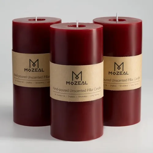 Miniatura 10 de MOZEAL Velas grandes sin perfume vertidas a mano de 3 x 8 pulgadas, sin humo, juego de 2, combustión lenta, sin goteo, aproximadamente 150 horas