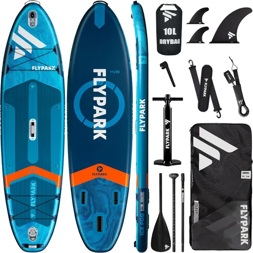 Miniatura 10 de Flypark Tabla de remo inflable de 10'8/11'x35'' para pesca y familia, tabla de remo inflable extra ancha, 430 libras, 3 personas, tabla de remo