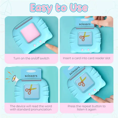 Miniatura 3 de Tarjetas flash parlantes con palabras visuales para niños pequeños de 2, 3, 4 años, juguetes sensoriales para niños autistas, juguetes educativos