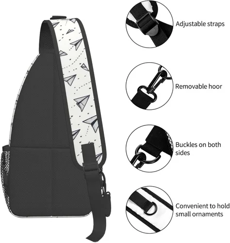 Miniatura 3 de Small Crossbody Bags for Women Men - Vintage Paper Airplane Print Adjustable Shoulder Bag Fanny Packs Belt Sling Bag Crossbody Purses Backpack for