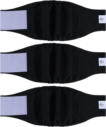 Miniatura 62 de CuteBone - Pañales lavables para perro macho, banda abdominal, paquete de 3 unidades, color negro, modelo DM54XS