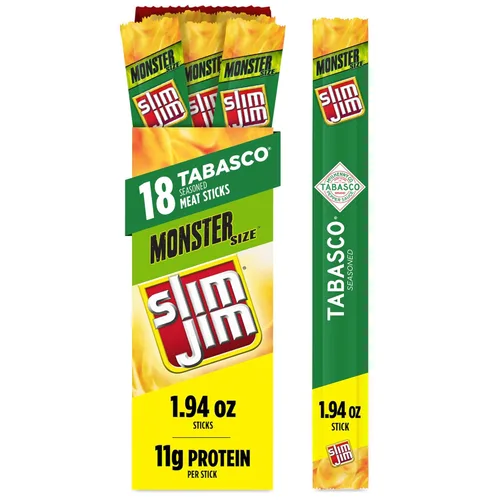 Miniatura 11 de Slim Jim Monster - Palitos de carne ahumada, sabor a coney de queso con chile sónico, alto contenido de proteínas, regalo de carne y queso