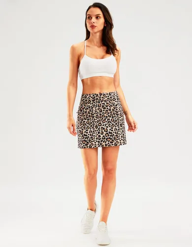 Miniatura 6 de SANTINY Falda pantalón de golf de 16 pulgadas para mujer, bolsillos con cremallera, falda de tenis de cintura alta para mujer, falda deportiva