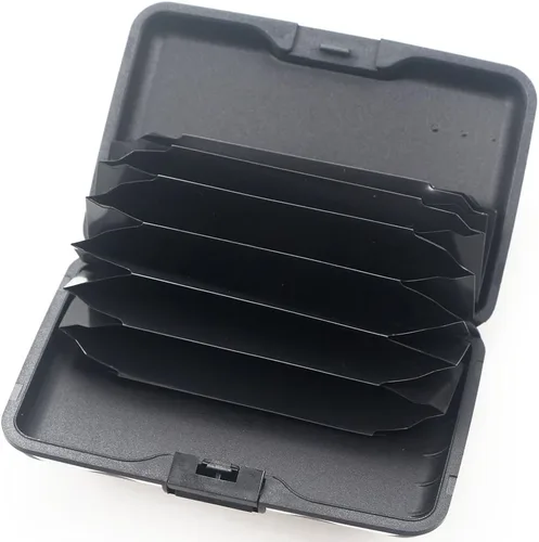 Miniatura 45 de Tarjetero de aluminio con bloqueo RFID para hombres y mujeres, elegante cartera de viaje con 7 ranuras, la mejor protección contra escaneos
