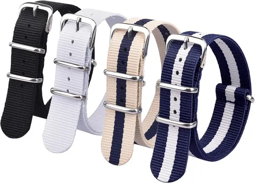 Ritche - Correas de nailon balísticas militares de 16, 18, 20, 22 y 24 mm.Repuesto de nailon para hombres y mujeres (4 paquetes).