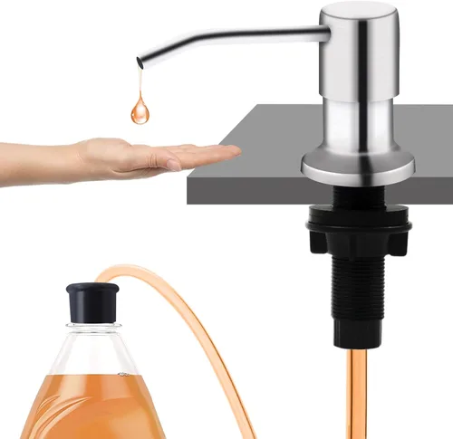 Miniatura 9 de Dispensador de jabón para fregadero de cocina, bomba dispensadora de jabón para debajo del fregadero, buena ventosa, tubo de extensión de 47 Negro