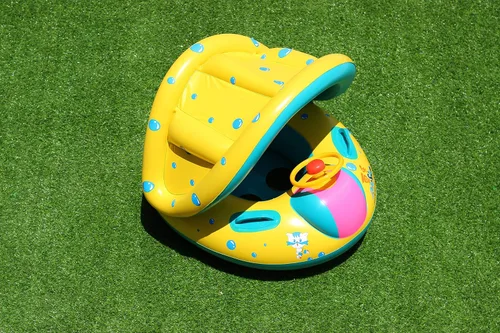 Miniatura 5 de Flotadores inflables para piscina para bebés con toldo de protección solar extraíble, flotadores para niños pequeños con asiento y asa, flotadores
