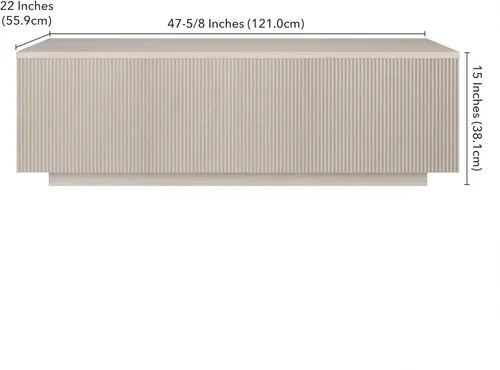 Miniatura 2 de Henn&Hart Mesa de centro rectangular acanalada de perfil bajo de 48 pulgadas para sala de estar, habitación familiar u oficina, color blanco aliso