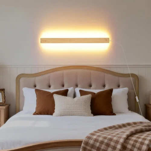 Miniatura 13 de KELUOLY Lámparas de pared modernas con enchufe, aplique de pared LED negro mate de 31.4 pulgadas, lámpara de pared interior acrílica cálida blanca