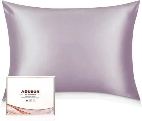 Miniatura 47 de Adubor Funda de almohada 100% de seda, fundas de almohada de seda de morera, 22 fibras de grado Momme 6A, funda de almohada de seda para la salud