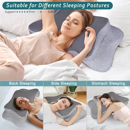 Miniatura 5 de CHxxy Almohada cervical para el cuello para aliviar el dolor de dormir, almohadas de espuma viscoelástica de contorno, almohadas ergonómicas