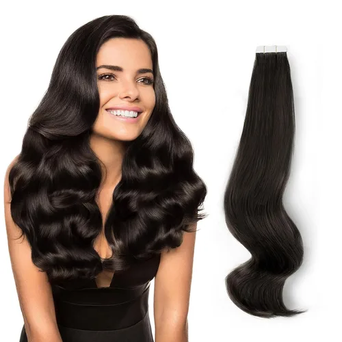 Miniatura 22 de ABH AMAZINGBEAUTY HAIR Extensiones de cinta de cabello humano Remy real, Remi, extensiones de cabello negro con pegamento en trama de piel
