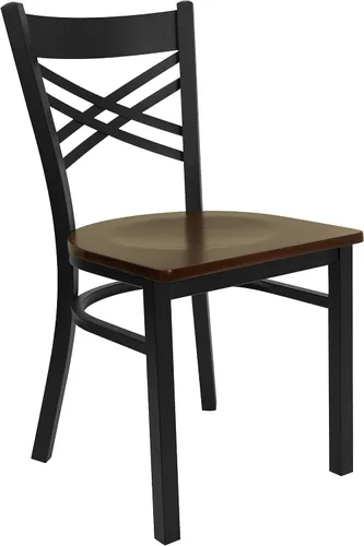 Miniatura 17 de Flash Furniture Serie Hércules Silla de metal para restaurante con respaldo "X", silla moderna tapizada sin apoyabrazos para restaurantes y cocinas