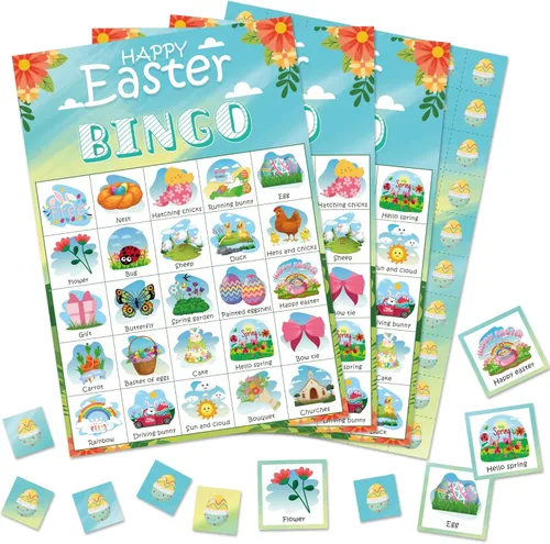 Miniatura 8 de OHOME Juegos de bingo de Pascua para niños, juguetes de manualidades de Pascua para niños, niñas, adultos y adolescentes, actividades en el aula