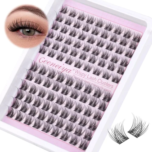 Miniatura 28 de Extensiones de pestañas en racimo con banda transparente, pestañas cortas y onduladas C, extensiones de pestañas naturales en racimo, pestañas