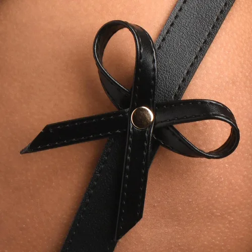 Miniatura 3 de STRICT Arnés Bondage negro con lazos para mujeres, hombres y parejas BDSM, sujetadores de cuero vegano para submarinos, mediano grande, negro