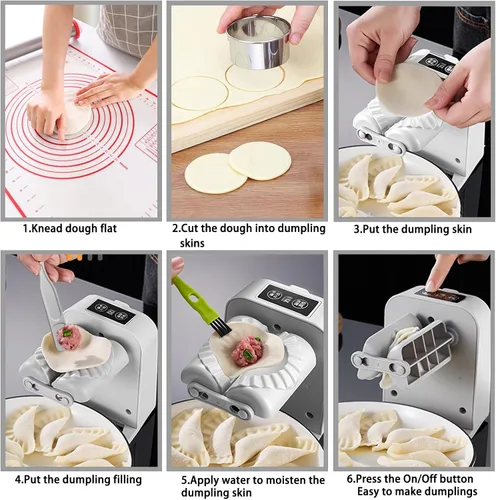 Miniatura 4 de Máquina Automática de Hacer Dumplings Sameme, Fabricante de Dumplings Eléctrico, Prensa de Empanada Removible con 2 Herramientas de Prensado