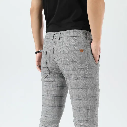 Miniatura 6 de Plaid&Plain Pantalones a cuadros para hombre, pantalones de vestir ajustados para hombre, pantalones chinos ajustados para hombre