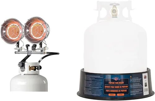 Miniatura 6 de Mr. Heater, MHS30T - Calentador de propano para exteriores de doble tanque (F216600) y Flame King YSN-301 Cilindro de tanque de propano de acero