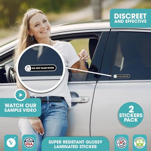Miniatura 2 de Calcomanía de vinilo con texto en inglés «Do Not Slam Door» (Do Not Slam Door Sticker For Cars «Do Not Slam») Adhesivos autoadhesivos brillantes