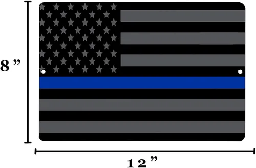 Miniatura 3 de Blue Lives Matter Bandera Metal Estaño Letrero Decoración de Pared Hombre Cueva Bar Policía Oficial de Policía Línea Azul