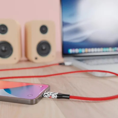 Miniatura 7 de iJoy Disney Minnie Mouse - Cargador de repuesto para iPhone de 6 pies de carga rápida – Cable de carga USB trenzado certificado MFI sincronización