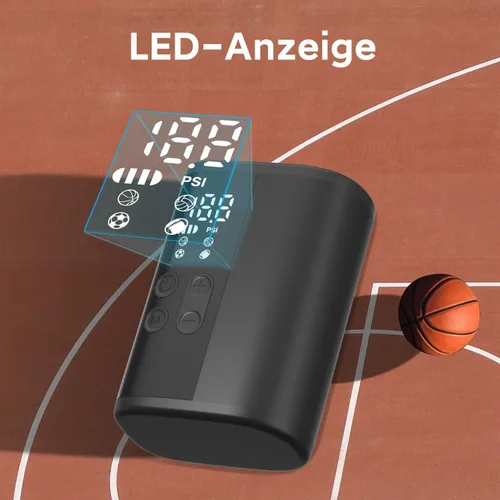 Miniatura 4 de Woowind Bomba eléctrica de baloncesto con indicador de presión, iluminación LED y banco de energía, inflador de bolas portátil automático con aguja
