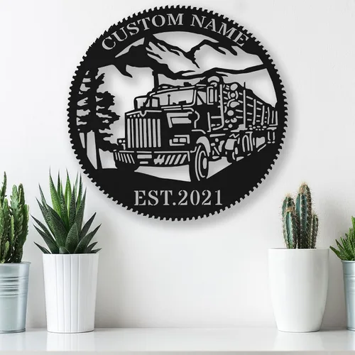 Miniatura 54 de Letrero de metal personalizado con nombre de camión, semirremolque, arte de pared para valla de garaje, patio, decoración al aire libre, letrero