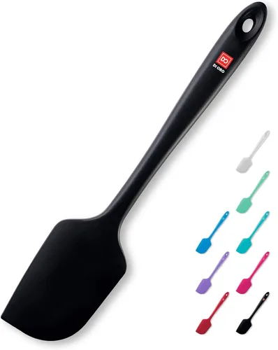 di Oro Living Espátula de silicona, resiste temperaturas de hasta 315 ºC, diseño de una sola pieza sin uniones, excelente, goma de silicona Negro