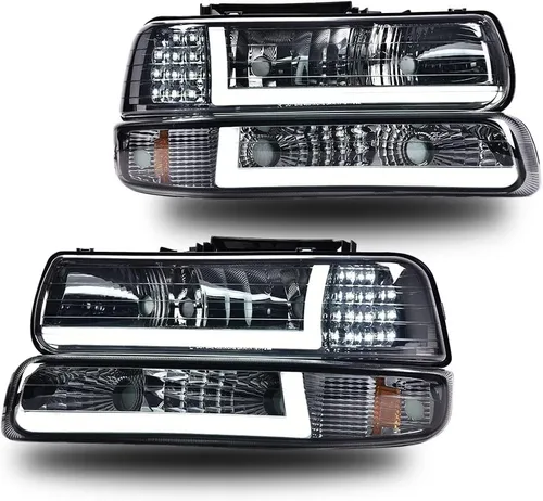 Miniatura 11 de G-PLUS - Juego de faros delanteros compatible con Chevy Silverado 1500 2500 & HD 3500 1999-2002/Compatible con Chevy Suburban/Tahoe 2000-2006, faros
