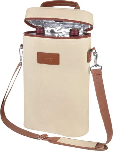 Tirrinia Bolsa Transportadora de Regalo de Vino para 2 Botellas - A prueba de fugas y aislada, acolchada, versátil, bolsa enfriadora de vino para