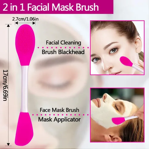 Miniatura 2 de Juego de 5 piezas de limpiador de silicona, cepillo para exfoliar labios, cepillo de limpieza facial de silicona, herramienta aplicadora facial y 2