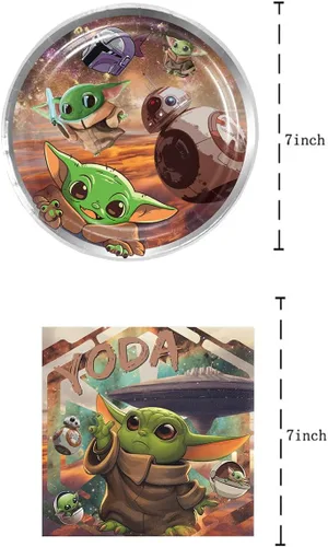 Miniatura 2 de El paquete de 40 suministros para fiestas de Baby Yoda incluye 20 platos, 20 servilletas para decoración de fiesta de Baby Yoda