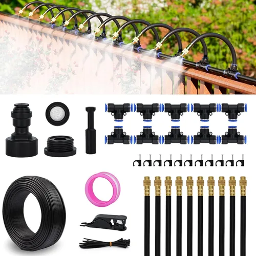 Miniatura 8 de Drip Irrigation System Kit 100 FT with 32 Nozzles, 360° Adjustable Bendable Garden Watering Misting System for Greenhouse, Yard, Lawn, Plant