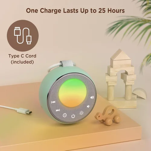 Miniatura 7 de Peakeep Máquina de sonido con luz para dormir para bebé, ventilador de latido cardíaco de ruido blanco, 27 sonidos, 3 reguladores regulables