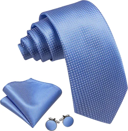 Miniatura 35 de Barry.Wang Corbatas de seda para hombre, diseño de lunares, gemelos cuadrados de bolsillo, gemelos para negocios, boda