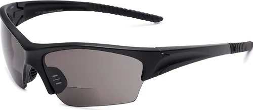 The Benton - Lentes de sol bifocales de lectura, unisex, deportivos y envolventes alrededor de medio marco, para hombres y mujeres + 1.50 negro con