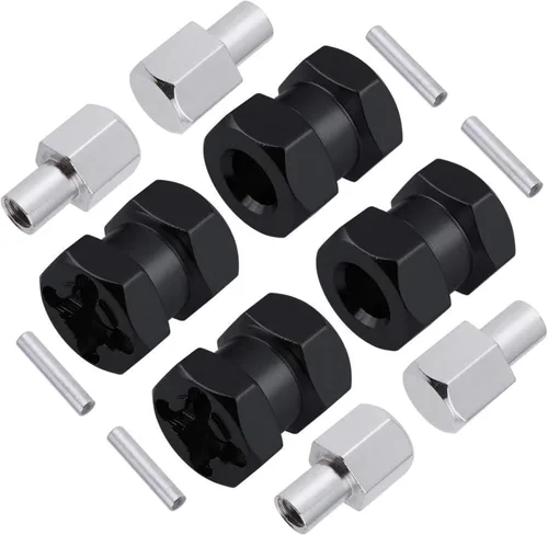 Hobbypark - Paquete de 4 cubos de transmisión hexagonal de rueda de 0.472 in, acoplador combinador de aluminio, extensión de desplazamiento de 0.591