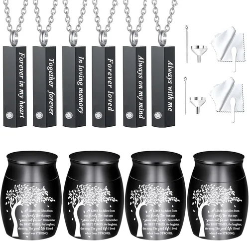 Juego de 10 piezas de collar de urna de cremación para cenizas, urnas para compartir cenizas para humanos, adultos, mujeres, hombres, mini urnas de