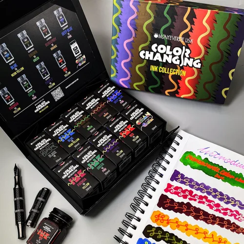 Miniatura 6 de Monteverde USA Juego de regalo de tinta de la colección Jungle – 10 tintas exóticas para pluma estilográfica, botellas de 30 ml, colores vibrantes