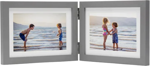 Miniatura 21 de Marcos de Fotos Dobles 4x4 con Bisagras Plegables en Negro para Colgar en la Pared o Poner en Mesa, Hechos de Madera de Pino con Vidrio Real P-44 *