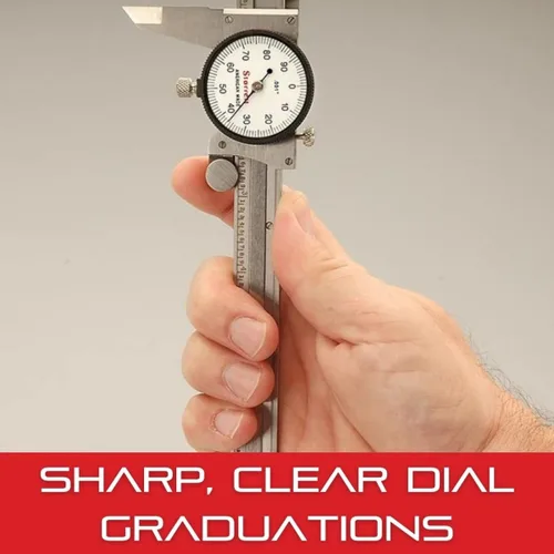 Miniatura 3 de Starrett Calibres deslizantes de dial serie 120 para una medición precisa sin estuche, cara blanca, rango de 0-9 pulgadas, graduación de .001