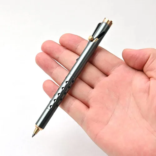 Bolígrafo creativo con clip, bolígrafo de acción con perno, bolígrafo de bolsillo EDC, bolígrafo de bolsillo de firma (gris)