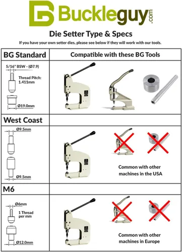 Miniatura 2 de BG Grommet Setter Die 'Requires Hand Tool Post & Base or BG Hand Press